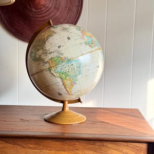 Vintage Mid-Century Replogle Globe | 12-Inch World Classic Series | Metal Base