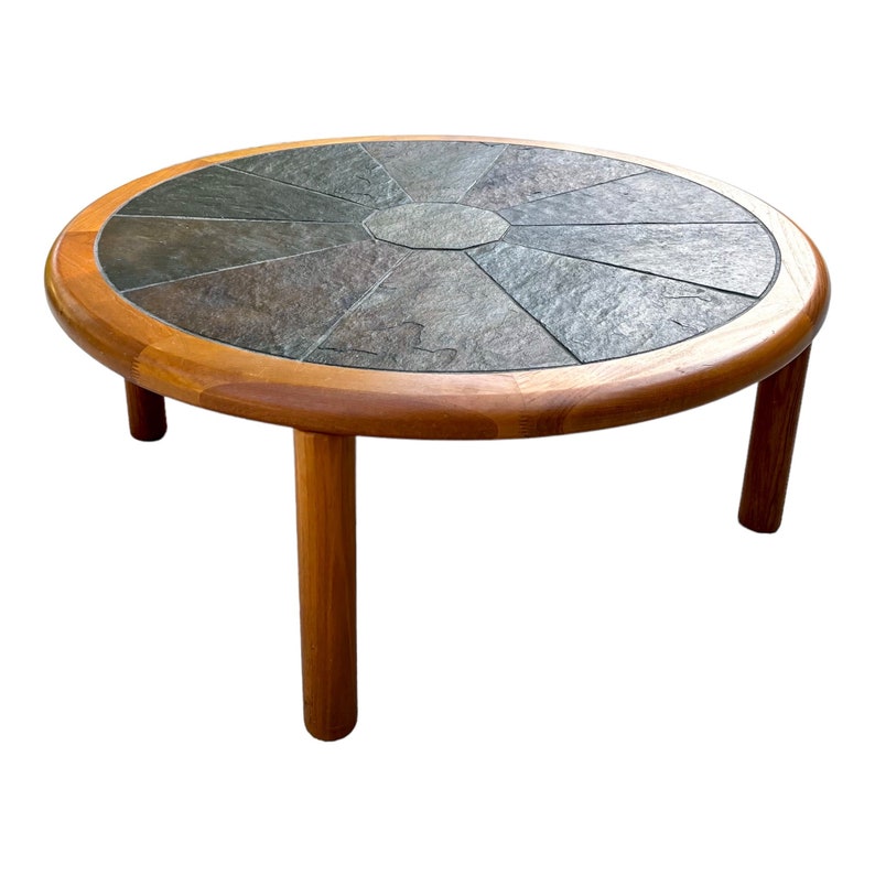 Teak & Slate Tile Coffee Table Etsy