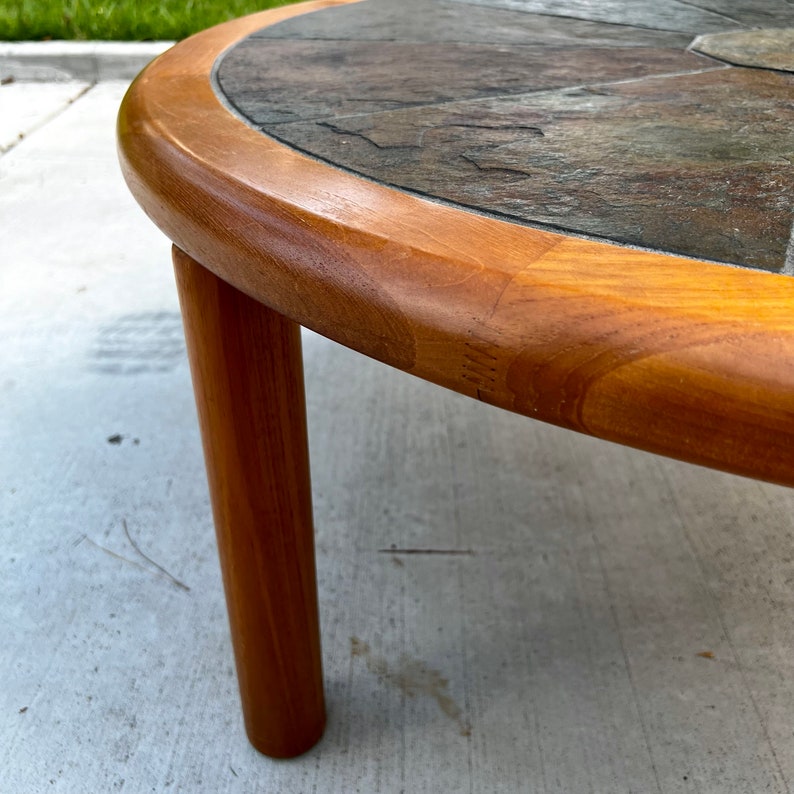 Teak & Slate Tile Coffee Table Etsy