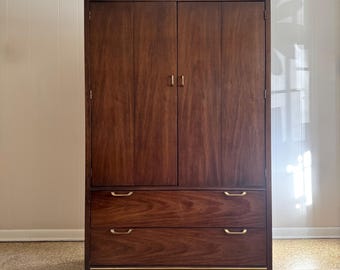 Thomasville Founders Collection Walnut Gentleman’s Chest, Postmodern Armoire Cabinet
