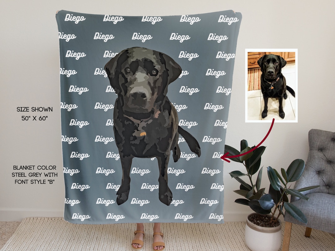 Custom Dog Portrait Blanket Using Dog Photo, Dog Lovers Gift, Pet Owners Gift, Personalized