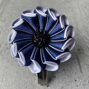 Dog show number holder handmade of satin ribbon / Navy blue dog show clip / Show accessory for exhibitor / Dog show gift / Rosette clip