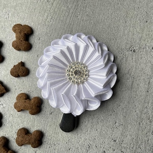 White dog show brooch clip / Dog show number holder / Ring clip / Exhibitor number holder / Dog handler number holder / Dog show prize