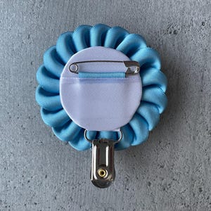 Patina blue dog show number holder for woman, color of the year 2026 satin ribbon clip image 4