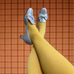 60s silver heels with bow