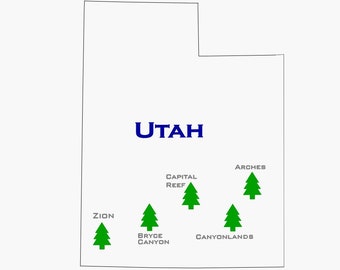 Utah National Parks Map svg, dxf, lightburn, ai file