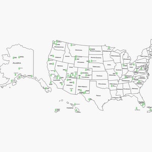 Alle USA National Parks Map (63 Parks) SVG, DXF, Adobe Illustrator und Lightburn Dateien Digitaler Download