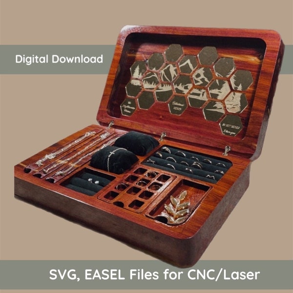 Jewelry Box Files SVG, Easel Project for CNC Router and Laser cutter