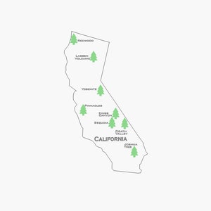 Kalifornien National Parks Karte svg, dxf, lightburn, ai Digital Download