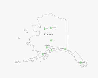 Alaska National Parks Map svg, dxf, lightburn, ai file