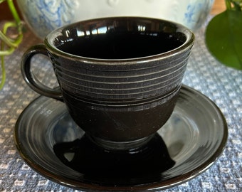 Vintage Fiesta Cup and Saucer in Black
