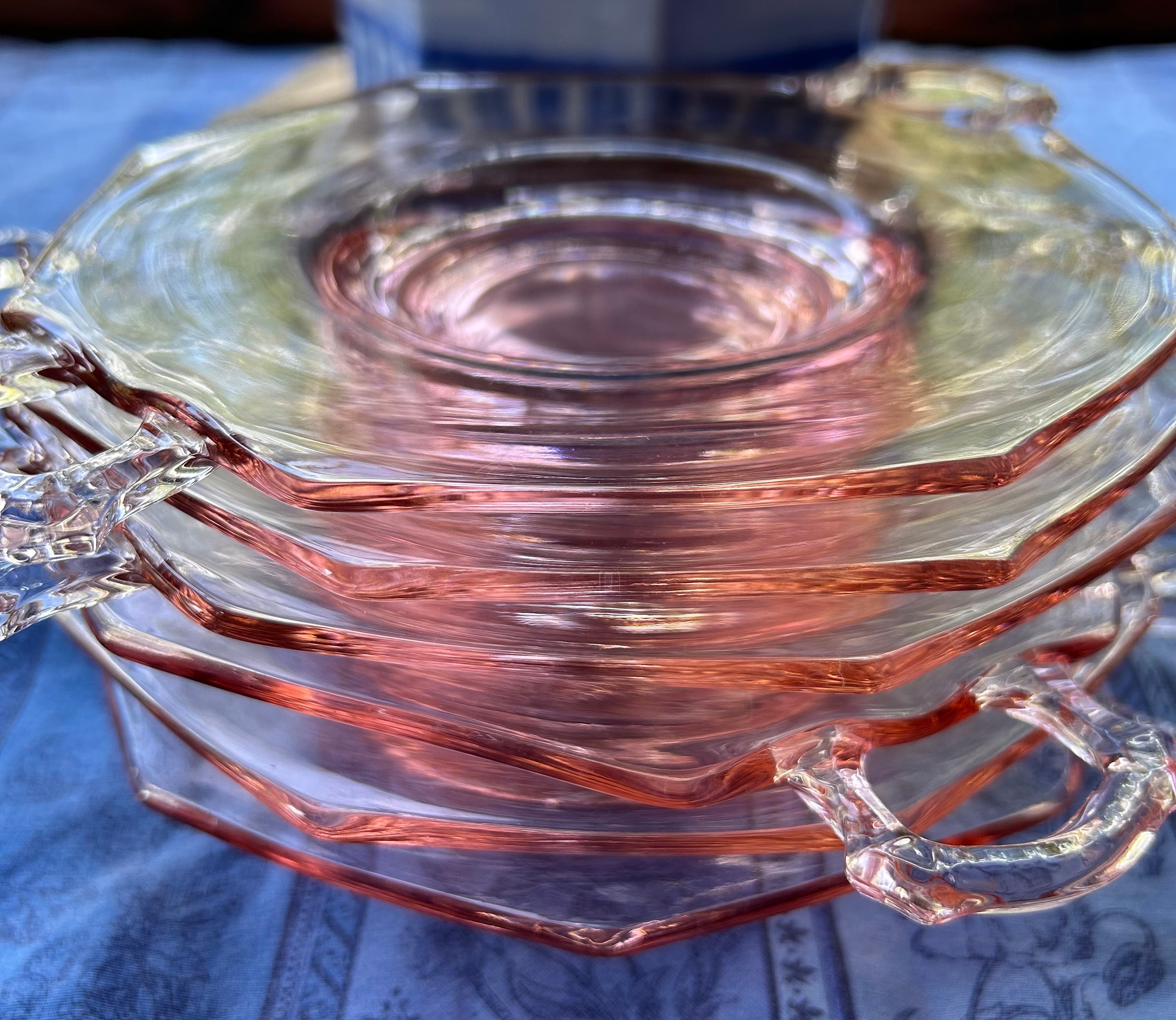 Pink Depression Glass Dessert Plates Sets of 2 Etsy
