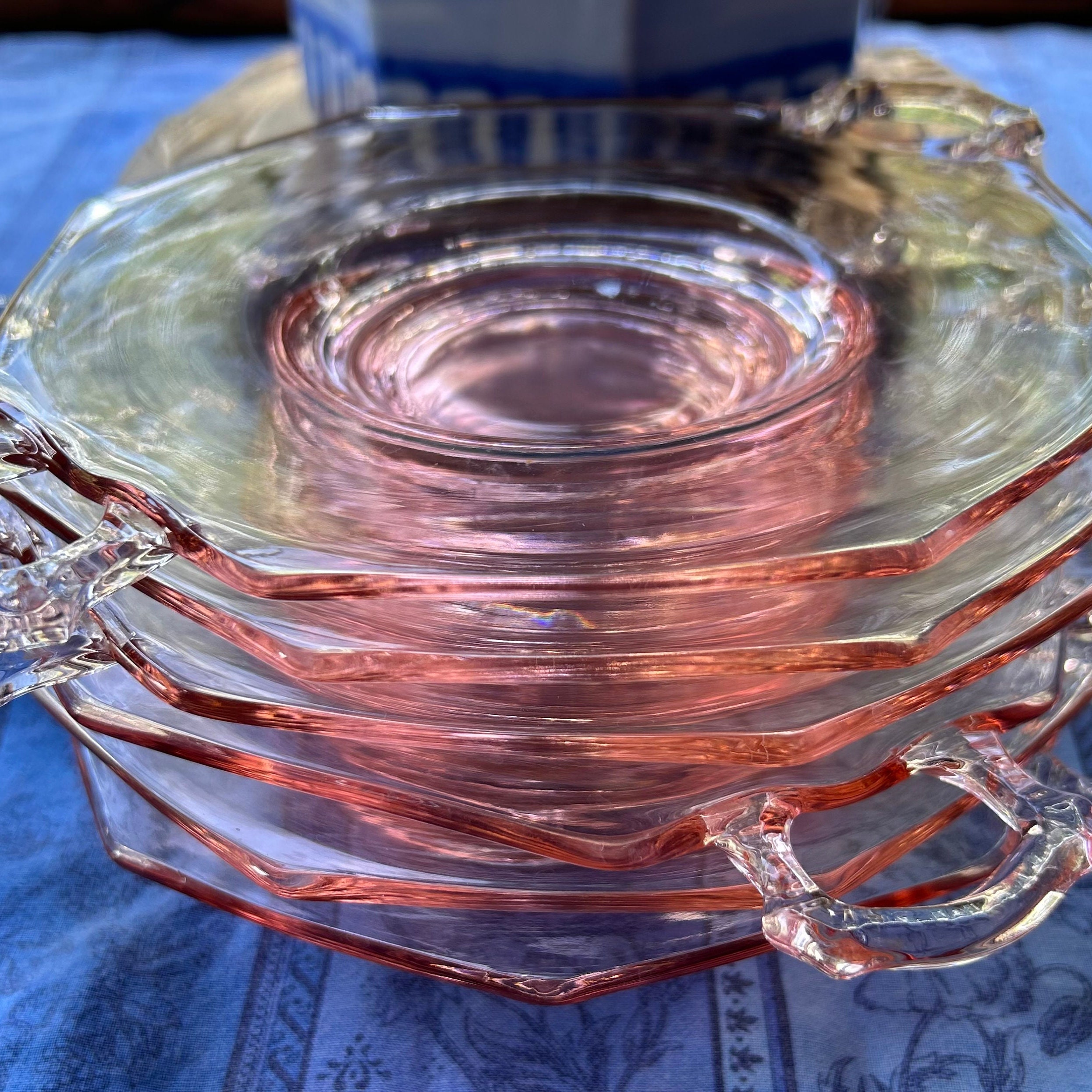 Pink Depression Glass Dessert Plates Sets of 2 Etsy