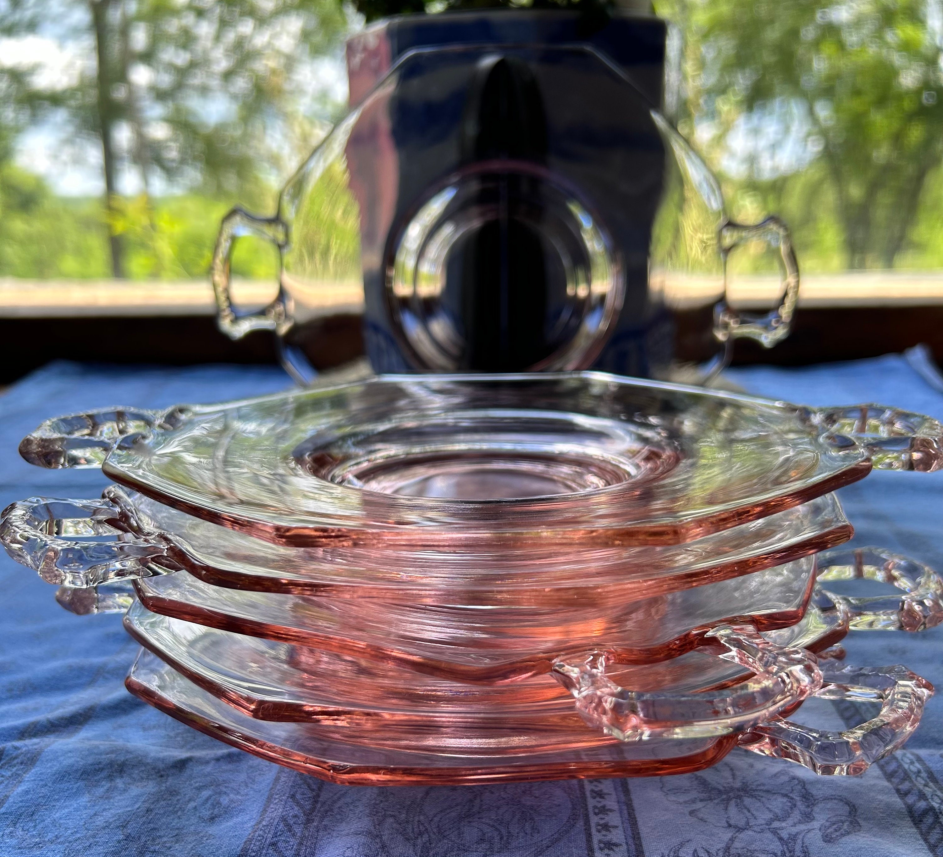 Pink Depression Glass Dessert Plates Sets of 2 Etsy