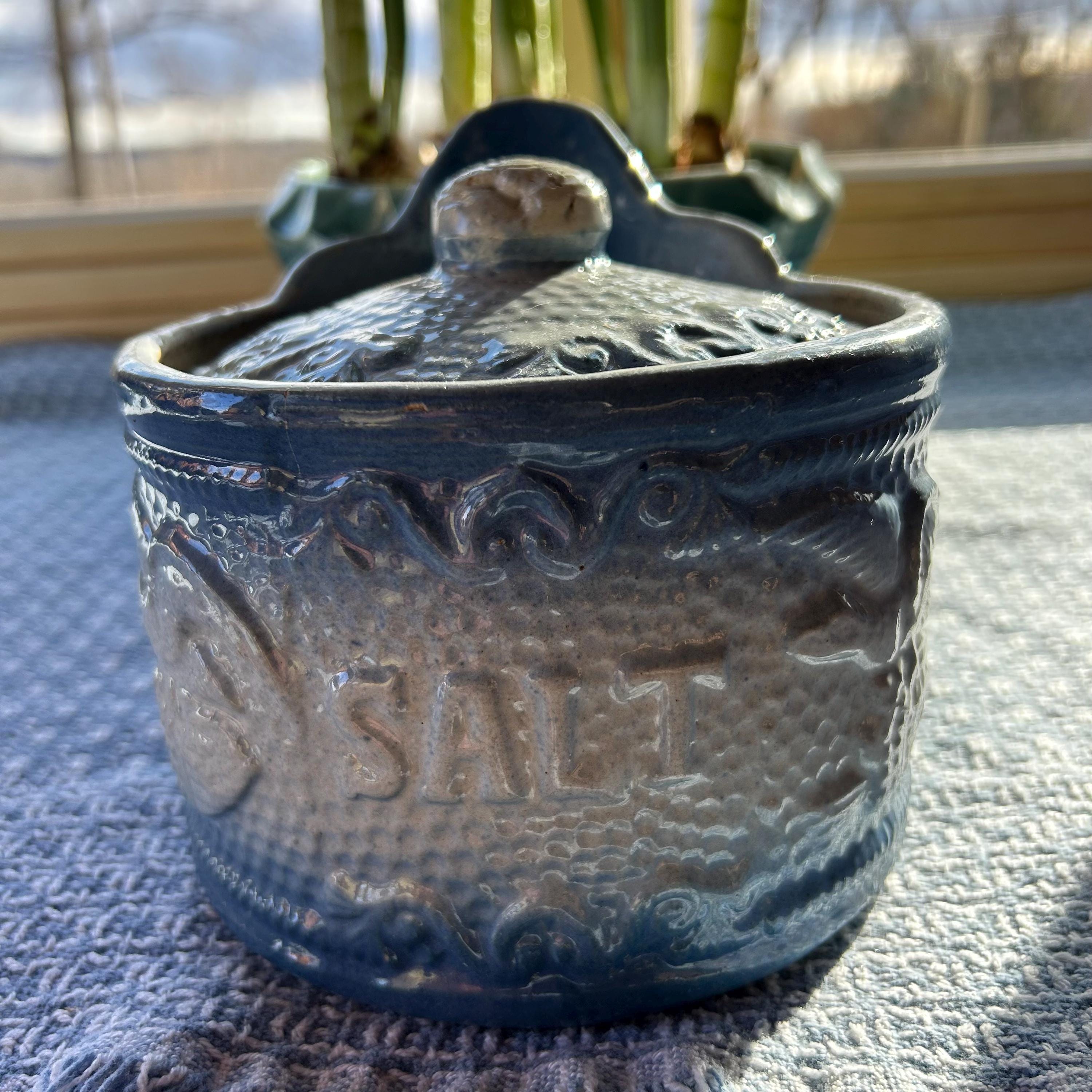 Blue and White Antique Salt Crock - Etsy