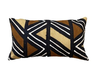 Authentic African Mudcloth Lumbar Pillow Cover, Mudcloth Pillow Cover, Mudcloth Pillow Cover, Sofa and Bed Pillow Cover