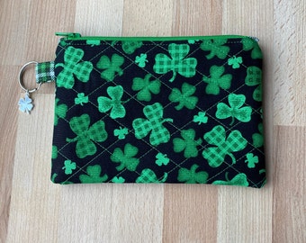Shamrocks in Us Banner Coin Purse Zip Small Wallet Change Cash Tote for Men & Ladies Simple Style Shamrocks in Us Banner Coin Purse Zip Small Wallet Change Cash Tote for Men & Ladies Simple Style