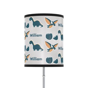 Dinosaur personalized kid's lamp on a silver stand for children's room or Nursery. US|CA plug