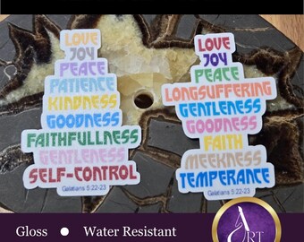Fruit of the Spirit Vinyl Sticker - KJV or ISV Bible Verse Decal - Christian Waterproof Sticker - UV-Protected Scripture Sticker, Faith Gift