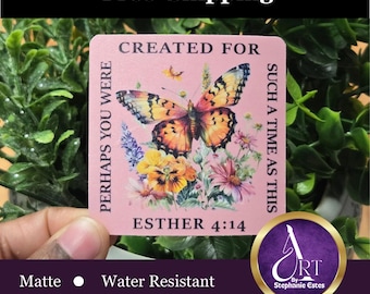 Perhaps You Were Created for Such a Time as This Sticker | Esther 4:14 Pink Outline Sticker | Waterproof Christian Sticker