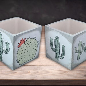 Elevate your space with hand-painted planter – perfect for plants, pencil holder, makeup or paint brush holder! Unique, chic, and durable.