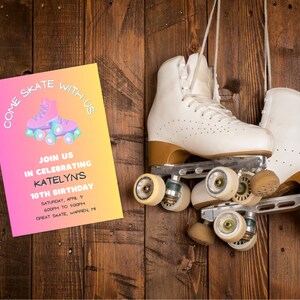 Editable Roller Skate Birthday Invitation