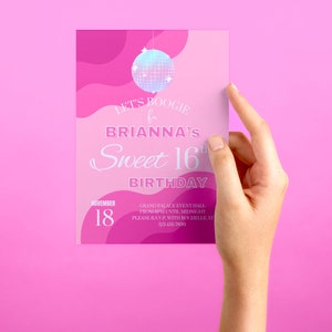 Editable Disco Sweet 16 Birthday Invitation, Sweet 16 Invitation