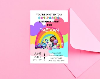Editable Gabby's Dollhouse Birthday Invitation