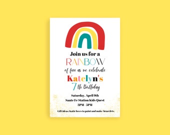 Editable Rainbow Birthday Invitation