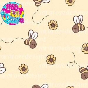 Dainty Bees Seamless File Boho Digital Download