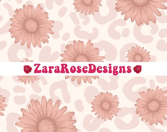 floral subtle cheetah print boho seamless pattern digital file for download