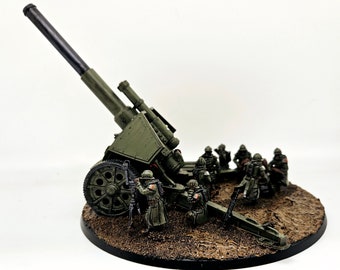 Howitzer Earthshaker battery compatible with 40k Astra Militarum. Made to order.