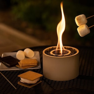Handcrafted Concrete Tabletop Fire Pit: Indoor/Outdoor S'mores Roasting