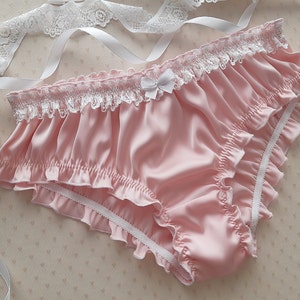Pink Silk Ruffled Panties - Handmade