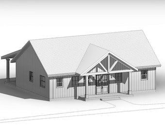 Cypress Gove 30' x 46' Farmhouse Cottage Design - Modern 3 Bed 2 Bath with Large full wide Porch - Build Blueprint Plans PDF