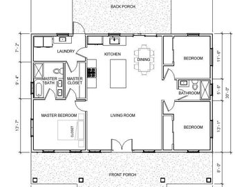 Cypress Gove 30' x 46' Farmhouse Cottage Design - Modern 3 Bed 2 Bath with Large Porch - Build Blueprint Plans PDF