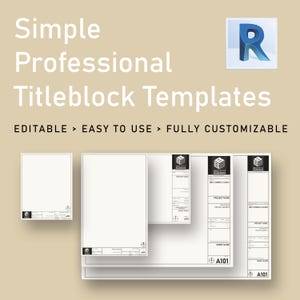 Einfaches Design Blueprint Titelblock Vorlage REVIT - 8.5x11, 11x17, 18x24, 24x36 + A1, A2, A3, A4 - Standard Professional Größen