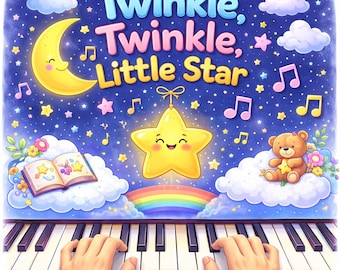 Twinkle Twinkle Little Star Color Coded Piano Sheet Music for Kids | Printable PDF | Toddler Beginner Song Montessori