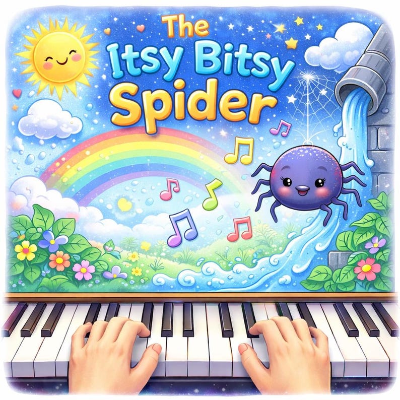 Music Note Spider Itsy Bitsy Spider Color Coded Piano Sheet Music for Kids | Printable ...