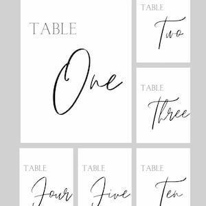 Elegant Wedding Table Numbers | Printable Table Number Cards | Minimalist Table Seating Signs | Modern Wedding Decor | Instant Download