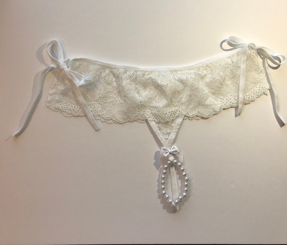 Crotchless Panties, Sexy Panties-one Size Fits All-tie on the Side-pearl  Panties 