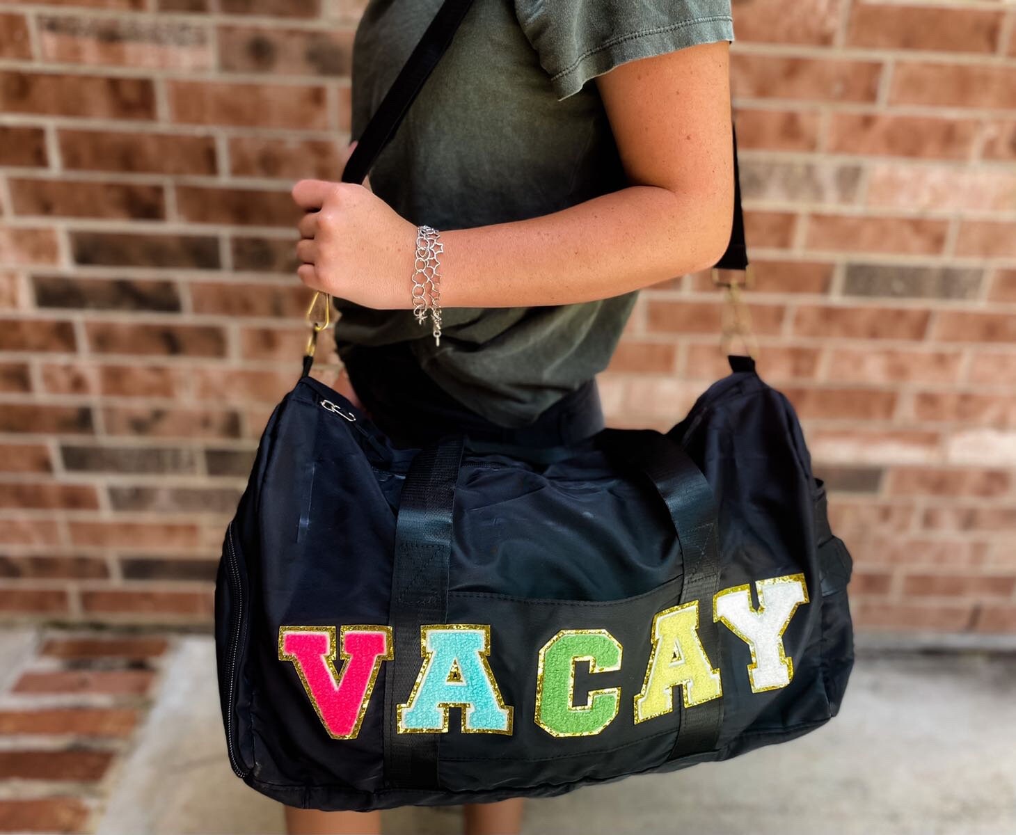 Varsity Letter Patch Duffel Bag-chenille Patches travel 