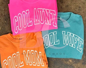 Cool Mom Wife Aunt Tee, T-Shirt, Summer, Graphic Tee, Oversized Tee, Comfort Colors, Varsity Letters, Trendy, Lake, Swim, Gift, Teen