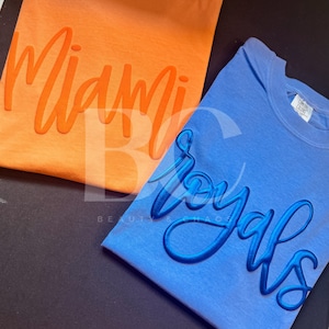 Embossed Custom Puff Game Day Tee Mascot Comfort Colors Spirit Shirt Team Sports Football Baseball Basketball Mom Gift Trendy Puffy T-Shirt