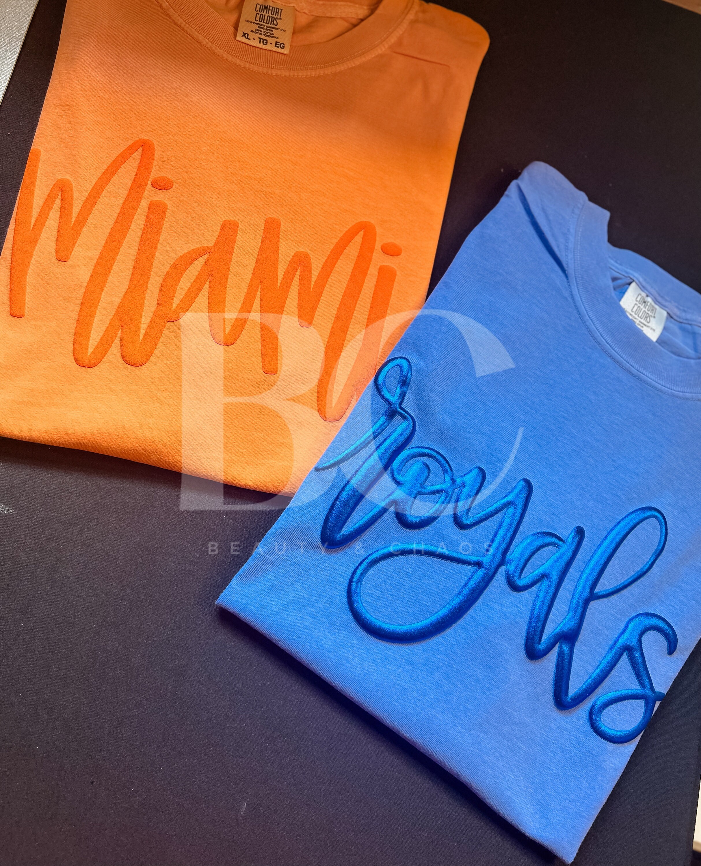 Embossed Custom Puff Game Day Tee Mascot Comfort Colors Spirit Shirt Team Sports Football Baseball Basketball Mom Gift Trendy Puffy T-Shirt