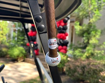 Custom Golf Ball Magnetic Cigar Holder -  Company and Golf Tournament Gift - Corporate Outing Gift Accessory