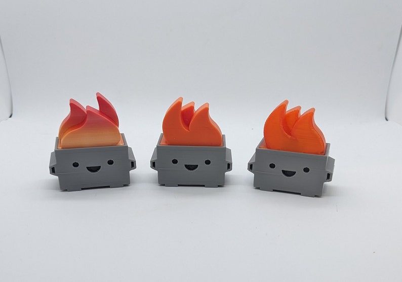 Gray Dumpster Fires - with Orange Red Colorshift, Orange, Translucent orange flames