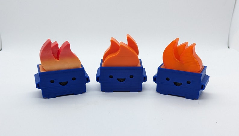 Dark Blue Dumpster Fires - with Orange Red Colorshift, Orange, Translucent orange flames