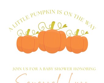 Pumpkin baby shower invite, template, baby shower, pumpkin invite