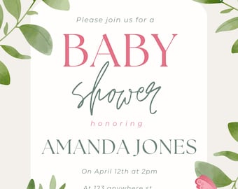 baby shower invite, baby shower, butterfly, template